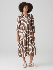 OPUS Sukienka w kolorze jasnobrązowym rozmiar: 38. Brązowe sukienki damskie Opus, bez wzorów, z bawełny, bez ramiączek. Za 195.99 zł.