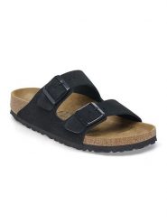 Birkenstock Skórzane klapki "Arizona" w kolorze czarnym rozmiar: 36. Czarne klapki damskie Birkenstock, bez wzorów, ze skóry, z otwartym noskiem, bez obcasa, bez zapięcia. Za 382.13 zł.