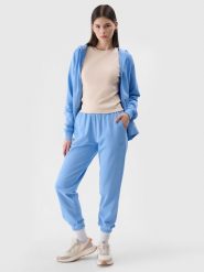 4F Spodnie dresowe joggery damskie - niebieskie XS. Niebieskie spodnie dresowe damskie 4F, bez wzorów, z bawełny. Za 129.99 zł.