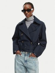 Tommy Jeans Trencz DW0DW22322 Granatowy Relaxed Fit. Niebieskie płaszcze damskie Tommy Jeans, s, bez wzorów, z bawełny, bez kaptura. Za 749.99 zł.