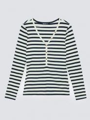 BIG STAR Koszulka "Mella" w kolorze biało-czarnym rozmiar: M. Białe koszulki damskie Big Star, m, bez wzorów, bez kołnierzyka, bez ramiączek. Za 64.99 zł.