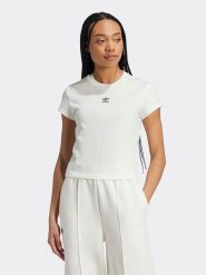 Adidas Koszulka w kolorze białym rozmiar: XL. Białe bluzki damskie Adidas, xl, bez wzorów, z bawełny, bez kołnierzyka, bez ramiączek. Za 105.95 zł.