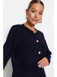 Trendyol Kardigan w kolorze granatowym rozmiar: L. Niebieskie kardigany damskie Trendyol, l, bez wzorów, ze splotem. Za 89.95 zł.