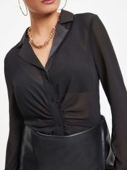 Milan Kiss Bluzka w kolorze czarnym rozmiar: L. Czarne bluzki damskie Milan Kiss, l, bez wzorów, bez kołnierzyka, bez ramiączek. Za 126.99 zł.