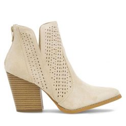 Botki DeeZee. Brązowe botki damskie DeeZee, bez obcasa, na słupku, bez zapięcia. Za 149.99 zł.