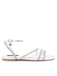 Nine West Sandały WFA2766-1 Biały. Białe sandały damskie Nine West, bez wzorów, z syntetyku, bez obcasa, na płaskiej podeszwie, bez zapięcia. Za 199.99 zł.