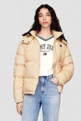 TOMMY JEANS Żółta pikowana damska kurtka, Rozmiar S. Żółte kurtki damskie Tommy Jeans, s, bez wzorów, z jeansu, bez kaptura. W wyprzedaży za 839.99 zł.