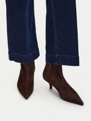 GINO ROSSI Botki EO-26004-01 Brązowy ciemny. Brązowe botki damskie Gino Rossi, ze skóry, bez obcasa, na szpilce, bez zapięcia. Za 399.99 zł.