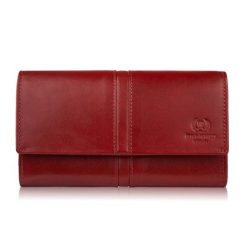 Czerwony portfel damski skórzany duży z ochroną RFID Paolo Peruzzi AL-06-RD. Czerwone portfele damskie PAOLO PERUZZI, bez wzorów, ze skóry. Za 89.00 zł.