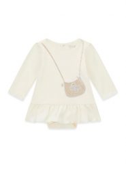 Guess Sukienka codzienna S6BG02 K5997 Kremowy Regular Fit. Białe sukienki dziewczęce Guess, z aplikacjami, z bawełny, bez ramiączek, proste. Za 174.99 zł.