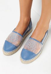 Niebieskie Espadryle na Plecionej Podeszwie z Siateczkową Cholewka Evarine. Niebieskie espadryle damskie Born2be, bez wzorów, bez obcasa. Za 29.99 zł.