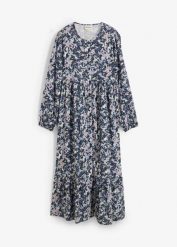 Sukienka koszulowa z lejącej wiskozy. Niebieskie sukienki damskie bonprix, bez wzorów, z wiskozy, eleganckie, bez ramiączek. Za 129.99 zł.
