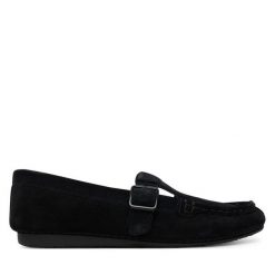 Mokasyny Clarks. Czarne mokasyny damskie Clarks, bez obcasa. Za 389.99 zł.