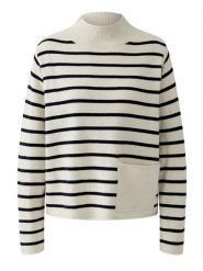 Oui Sweter w kolorze kremowo-czarnym rozmiar: 40. Brązowe swetry klasyczne damskie Oui, z wełny, bez kołnierzyka. Za 339.99 zł.