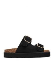 DeeZee Klapki CEO-LB-P2181 Czarny. Czarne klapki damskie DeeZee, bez wzorów, ze skóry, bez obcasa, bez zapięcia. Za 129.99 zł.