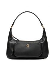 Tommy Hilfiger Torebka Soft Utility Shoulder Bag Pu AW0AW16711 Czarny. Czarne torebki klasyczne damskie Tommy Hilfiger, ze skóry, bez dodatków. Za 409.99 zł.