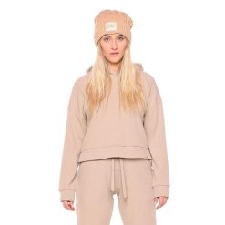 Bluza miękki z kaptur na co dzień na siłownię. Brązowe bluzy damskie LEONE 1947 APPAREL, bez wzorów, z bawełny, bez kaptura. W wyprzedaży za 151.56 zł.