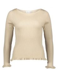 Vila Koszulka w kolorze kremowym rozmiar: L. Brązowe bluzki damskie Vila, l, bez wzorów, prążkowane, bez kołnierzyka, bez ramiączek. Za 91.99 zł.