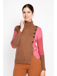 ASSUILI Sweter w kolorze jasnobrązowo-jasnoróżowym rozmiar: 42. Brązowe swetry klasyczne damskie Assuili, bez kołnierzyka. Za 104.99 zł.