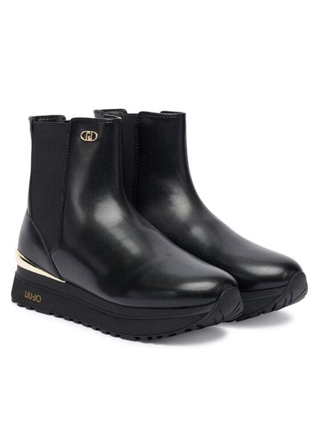 Liu Jo Sztyblety Maxi Wonder 95 BF5001 PX241 Czarny. Czarne botki damskie Liu Jo, ze skóry, bez obcasa, na płaskiej podeszwie, bez zapięcia. Za 629.99 zł.