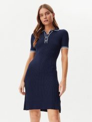 Guess Sukienka dzianinowa W5GK84 Z3L10 Granatowy Regular Fit. Niebieskie sukienki damskie Guess, z aplikacjami, z dzianiny, bez ramiączek. Za 389.99 zł.
