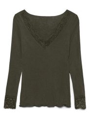 Vero Moda Bluzka w kolorze khaki rozmiar: S. Brązowe bluzki damskie Vero Moda, s, bez wzorów, z koronki, bez kołnierzyka, bez ramiączek. Za 90.95 zł.