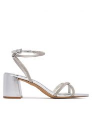 Aldo Sandały Boucliette 14344619 Srebrny. Szare sandały damskie ALDO, bez wzorów, ze skóry, bez obcasa, na słupku, bez zapięcia. Za 319.99 zł.