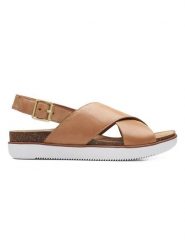 Clarks Skórzane sandały w kolorze jasnobrązowym rozmiar: 37. Brązowe sandały damskie Clarks, bez wzorów, z otwartym noskiem, bez obcasa, na platformie, bez zapięcia. Za 222.70 zł.