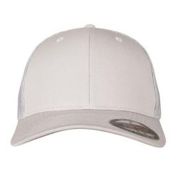 Siatkowa Czapka Z Daszkiem. Szare czapki z daszkiem damskie FLEXFIT, bez wzorów. Za 67.99 zł.