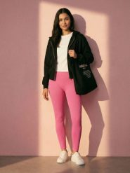 Legginsy z efektem sprania - różowy. Czerwone legginsy damskie Sinsay, l, bez wzorów. Za 39.99 zł.