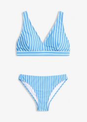Bikini bustier z dekoltem w serek (2 części). Niebieskie bikini bonprix, bez wzorów. Za 124.99 zł.