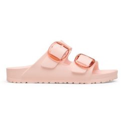 BIRKENSTOCK Arizona Big Buckle EVA Light Rose Klapki damskie. Czerwone klapki damskie Birkenstock, bez wzorów, bez obcasa, bez zapięcia. Za 269.99 zł.