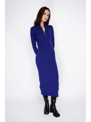 ASSUILI Sukienka dzianinowa w kolorze granatowym rozmiar: 34. Niebieskie sukienki damskie Assuili, bez wzorów, z dzianiny, bez ramiączek. Za 152.62 zł.