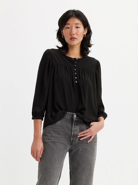 Levi´s Bluzka w kolorze czarnym rozmiar: S. Czarne bluzki damskie s, bez wzorów, z wiskozy, bez kołnierzyka, bez ramiączek. Za 66.00 zł.