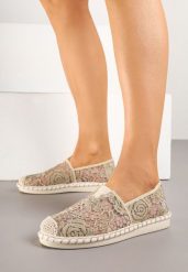 Ciemnobeżowe Espadryle z Plecionką i Koronką Merarilia. Brązowe espadryle damskie Renee, bez wzorów, z koronki, bez obcasa. Za 69.99 zł.