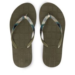 Japonki Barbour. Zielone klapki damskie Barbour, bez wzorów, bez obcasa, bez zapięcia. Za 179.99 zł.