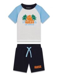 Guess Komplet t-shirt i spodenki N6GG03 K8HM4 Granatowy Regular Fit. Niebieskie t-shirty i koszulki chłopięce Guess, z aplikacjami, z bawełny, bez kołnierzyka, bez ramiączek. Za 174.99 zł.