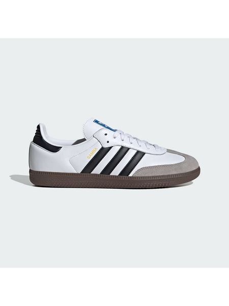 Adidas Skórzane sneakersy "Samba OG" w kolorze czarno-biało-szarym rozmiar: 43 1/3. Białe obuwie sportowe damskie Adidas, z materiału, bez zapięcia. Za 502.76 zł.