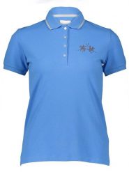 La Martina Koszulka polo w kolorze niebieskim rozmiar: S. Niebieskie bluzki damskie La Martina, s, bez wzorów, bez kołnierzyka, bez ramiączek. Za 153.71 zł.