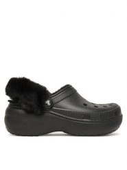Crocs Klapki Classic Platform Fuzz Lined Clog 212854 Czarny. Czarne klapki damskie Crocs, bez wzorów, z tworzywa sztucznego, bez obcasa, bez zapięcia. Za 309.99 zł.