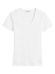 Marc O´Polo Koszulka w kolorze białym rozmiar: M. Białe bluzki damskie m, bez wzorów, z bawełny, bez kołnierzyka, bez ramiączek. Za 105.14 zł.