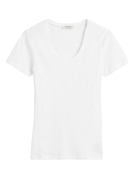 Marc O´Polo Koszulka w kolorze białym rozmiar: M. Białe bluzki damskie m, bez wzorów, z bawełny, bez kołnierzyka, bez ramiączek. Za 87.40 zł.