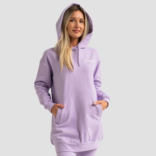 Bluza damska z kapturem długa Limitless Longline. Fioletowe bluzy damskie GYMBEAM, xl, bez wzorów, z bawełny, z kapturem. Za 123.90 zł.