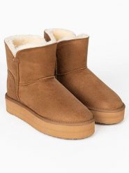 ISLAND BOOT Botki zimowe "Chloe" w kolorze jasnobrązowym rozmiar: 41. Brązowe botki damskie Island Boot, na zimę, bez obcasa, bez zapięcia. Za 189.29 zł.