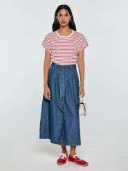 Spódnica damska midi jeansowa rozkloszowana granatowa Bria 544. Niebieskie spódnice damskie Big Star, na co dzień, uniwersalny, bez wzorów, z denimu, casualowe, midi. Za 229.99 zł.