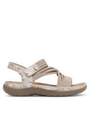 Rieker Sandały 64888-60 Beżowy. Brązowe sandały damskie Rieker, bez wzorów, z syntetyku, bez obcasa, na płaskiej podeszwie, bez zapięcia. Za 339.99 zł.