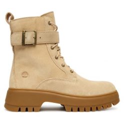 Trzewiki Timberland. Brązowe botki damskie Timberland, bez obcasa, na płaskiej podeszwie, bez zapięcia. Za 779.99 zł.