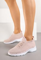 Różowe Wsuwane Buty Sportowe Sneakersy z Imitacją Sznurówek Tatanoris. Czerwone obuwie sportowe casual damskie Renee, z jeansu. Za 59.99 zł.