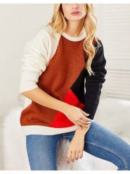 Milan Kiss Sweter ze wzorem rozmiar: S. Brązowe swetry klasyczne damskie Milan Kiss, s, bez kołnierzyka. Za 134.53 zł.