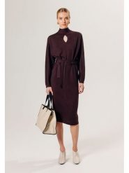 Rodier Wełniana sukienka w kolorze fioletowym rozmiar: XL. Różowe sukienki damskie Rodier, bez wzorów, z tkaniny, klasyczne, bez ramiączek. Za 391.59 zł.